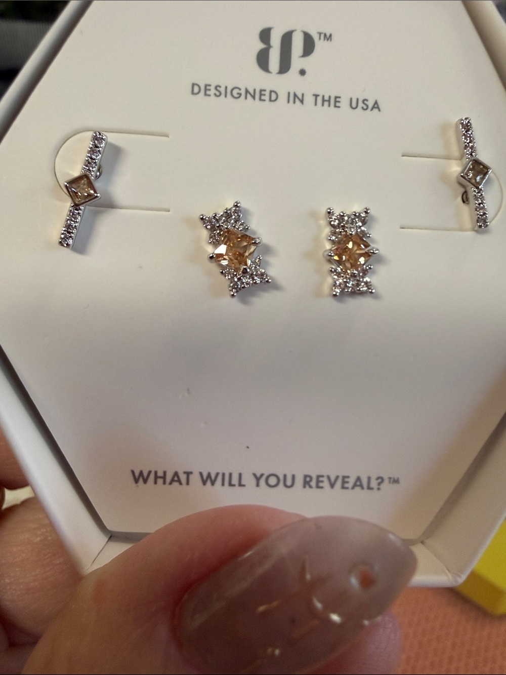Designed in the USA Gold-Tone and Clear Crystal Women's Earring Set